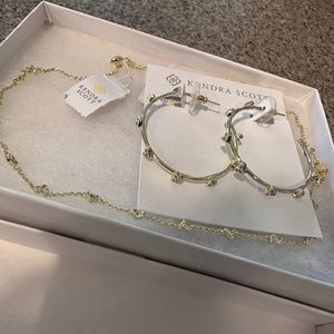 Kendra Scott Gold Haven Heart Strand Necklace and Earrings